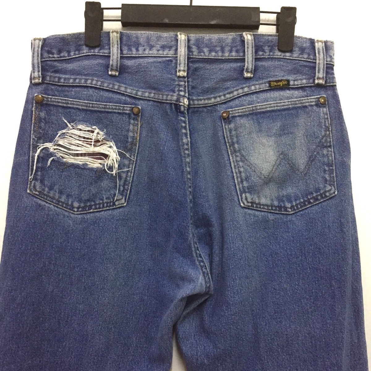 Vintage 😍😍Rare wrangler deconsrtuct Ripped jeans distressed handmade Size US 32 / EU 48 - 6 Thumbnail