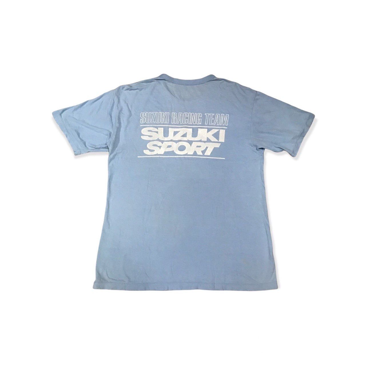 image of Vintage Suzuki Racing Team Tshirt in Light Blue, Men's (Size Medium)