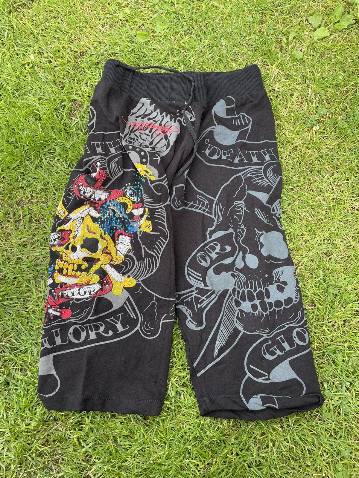 Pre-owned Christian Audigier X Ed Hardy Vintage Ed Hardy Bikers Shorts In Black