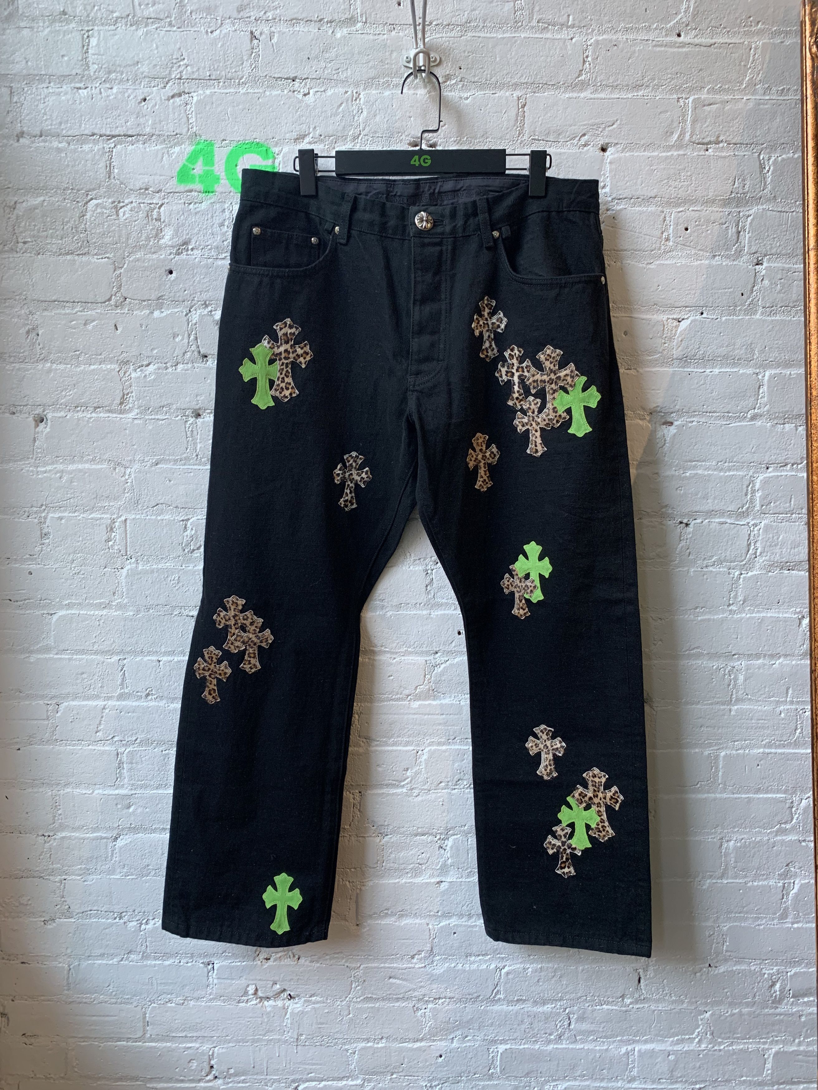 image of Chrome Hearts 35 Mixed Cross Black Jeans, Men's (Size 36)