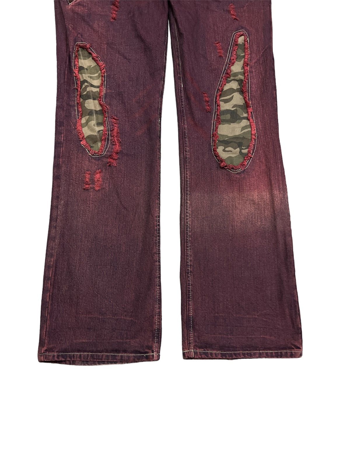 Japanese Brand SICK💥THRASHED IN THE ATTIC DOBULE WAIST DISTRESSED DENIM Size US 36 / EU 52 - 3 Thumbnail