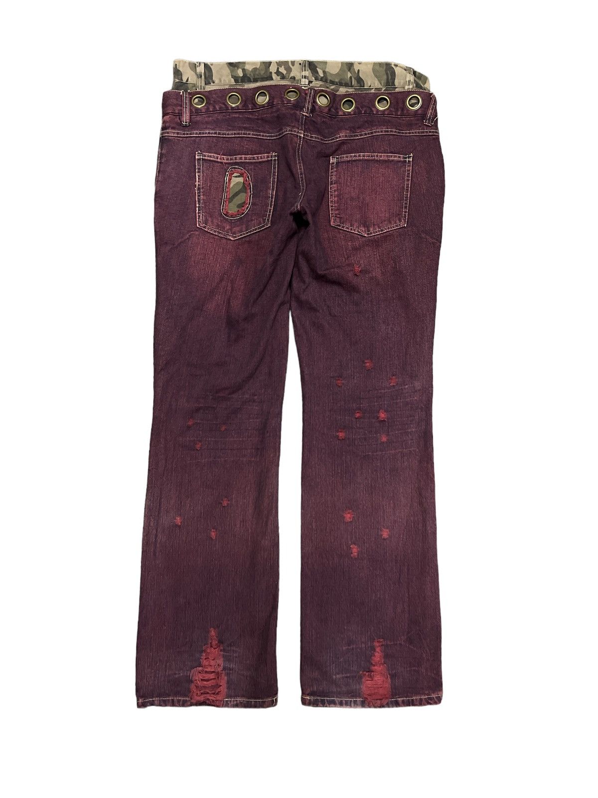 Japanese Brand SICK💥THRASHED IN THE ATTIC DOBULE WAIST DISTRESSED DENIM Size US 36 / EU 52 - 7 Thumbnail