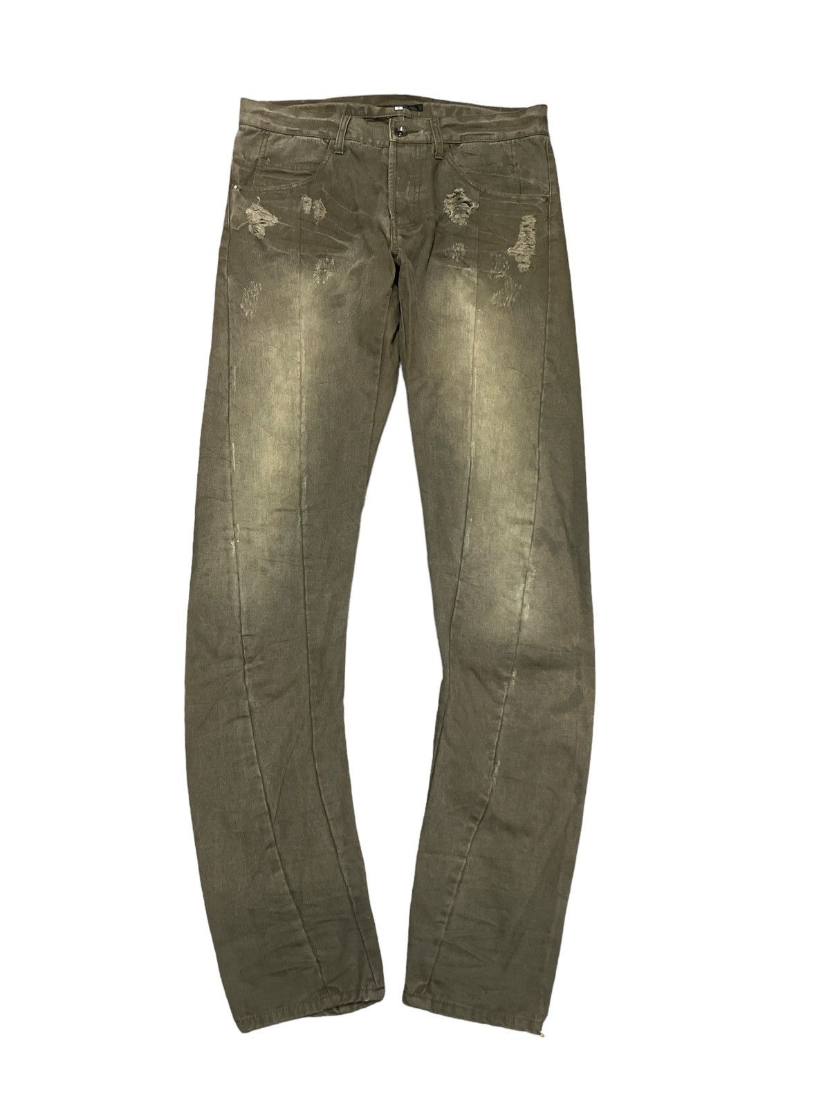 CURVE💥THRASHED RIPPED FADED DENIM PANT