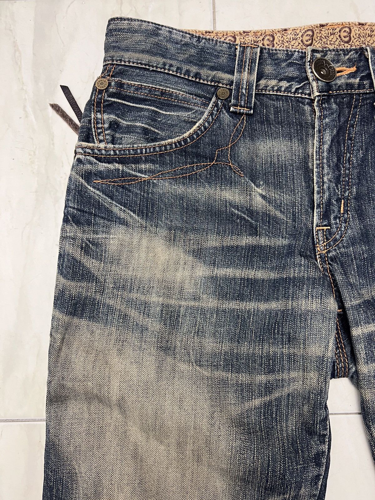 Edwin × Vintage Vintage Edwin 503 Blue Trip Distressed Denim Size US 32 / EU 48 - 10 Thumbnail