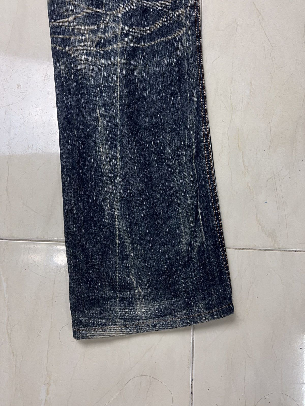 Edwin × Vintage Vintage Edwin 503 Blue Trip Distressed Denim Size US 32 / EU 48 - 11 Thumbnail