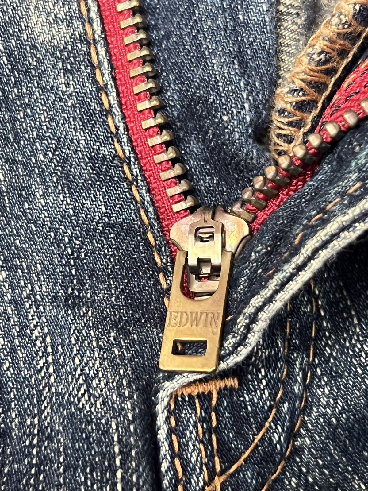 Edwin × Vintage Vintage Edwin 503 Blue Trip Distressed Denim Size US 32 / EU 48 - 20 Thumbnail