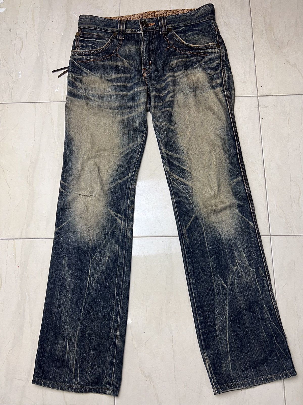 Edwin × Vintage Vintage Edwin 503 Blue Trip Distressed Denim Size US 32 / EU 48 - 6 Thumbnail