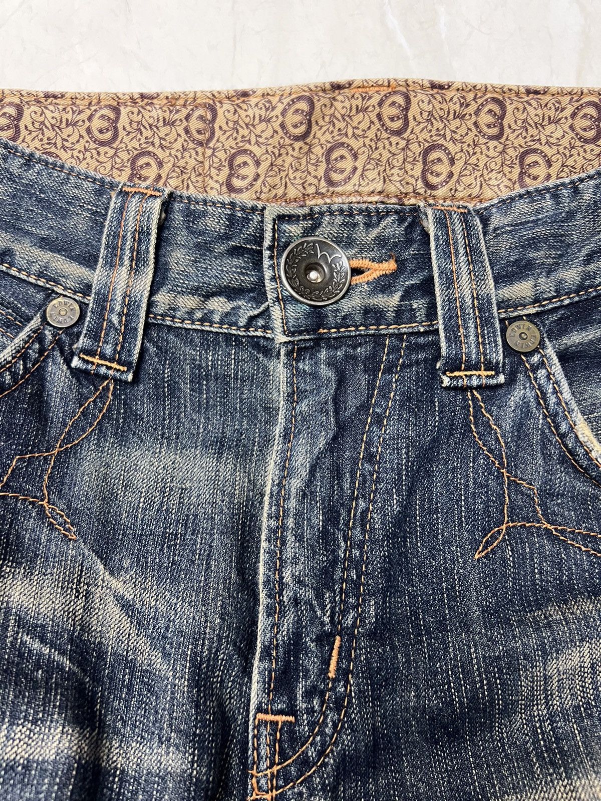 Edwin × Vintage Vintage Edwin 503 Blue Trip Distressed Denim Size US 32 / EU 48 - 13 Thumbnail