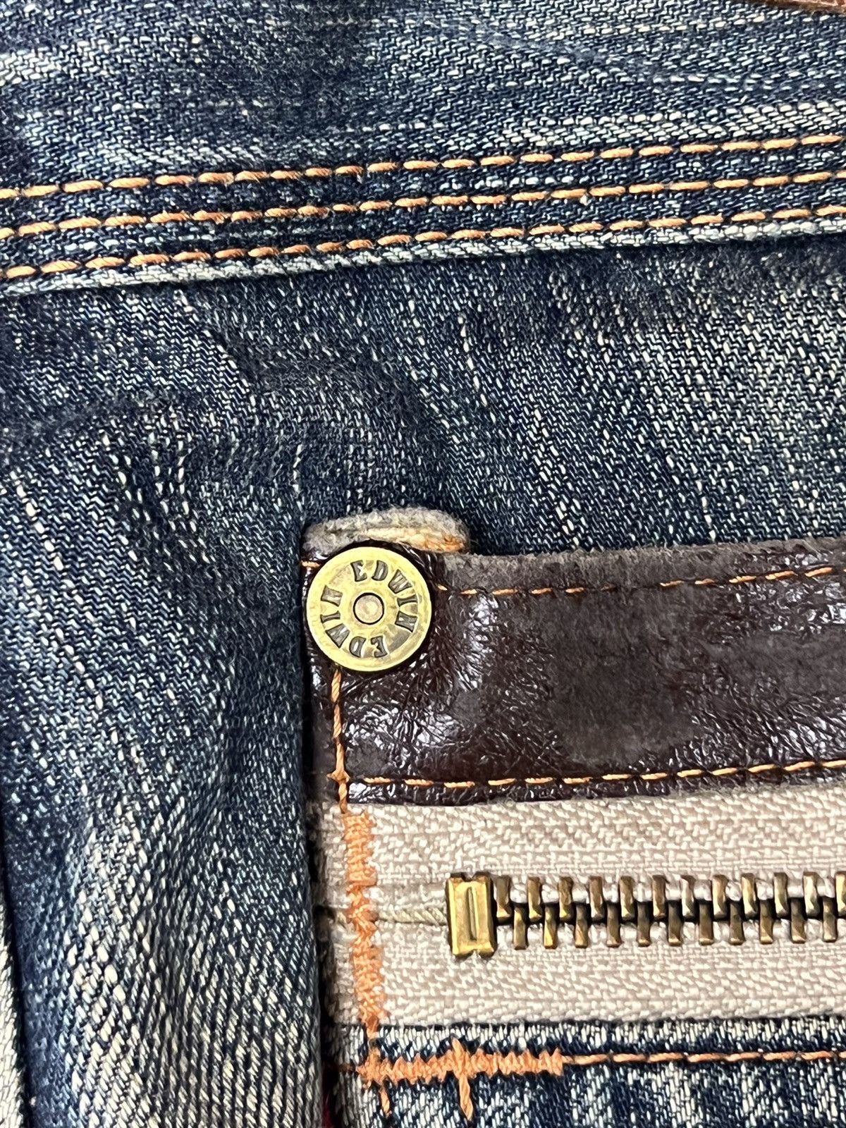 Edwin × Vintage Vintage Edwin 503 Blue Trip Distressed Denim Size US 32 / EU 48 - 18 Thumbnail