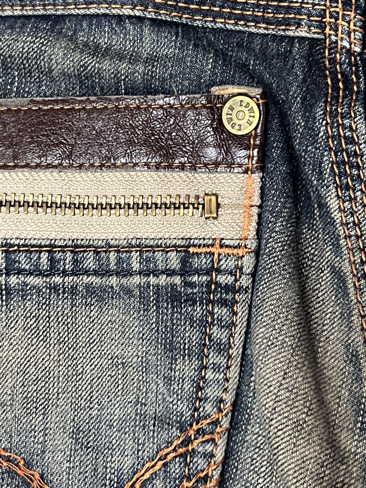 Edwin × Vintage Vintage Edwin 503 Blue Trip Distressed Denim Size US 32 / EU 48 - 19 Thumbnail