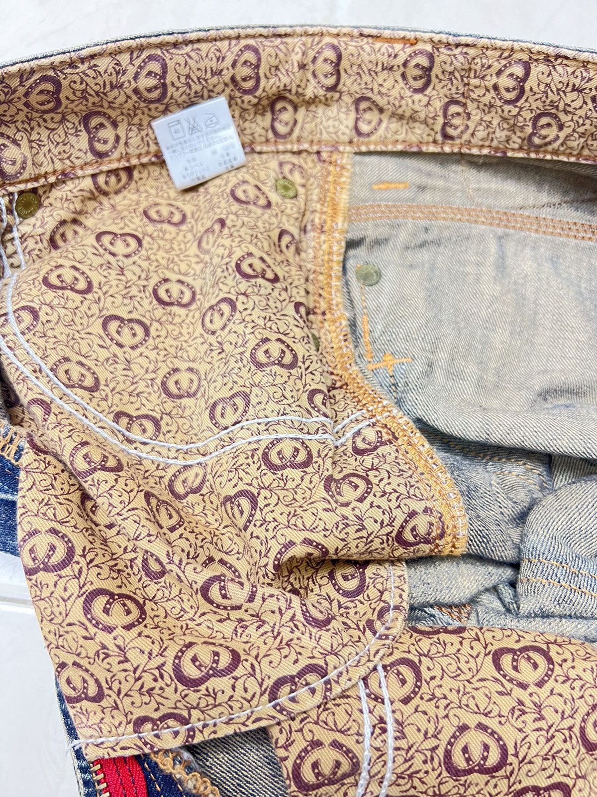 Edwin × Vintage Vintage Edwin 503 Blue Trip Distressed Denim Size US 32 / EU 48 - 15 Thumbnail
