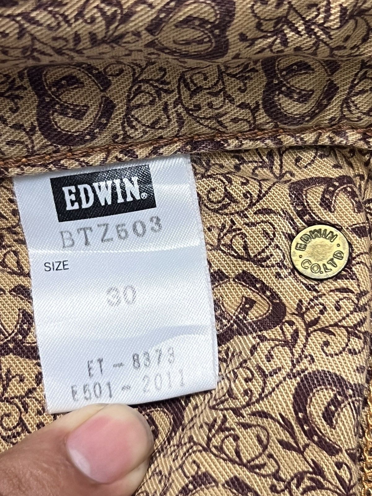 Edwin × Vintage Vintage Edwin 503 Blue Trip Distressed Denim Size US 32 / EU 48 - 16 Thumbnail