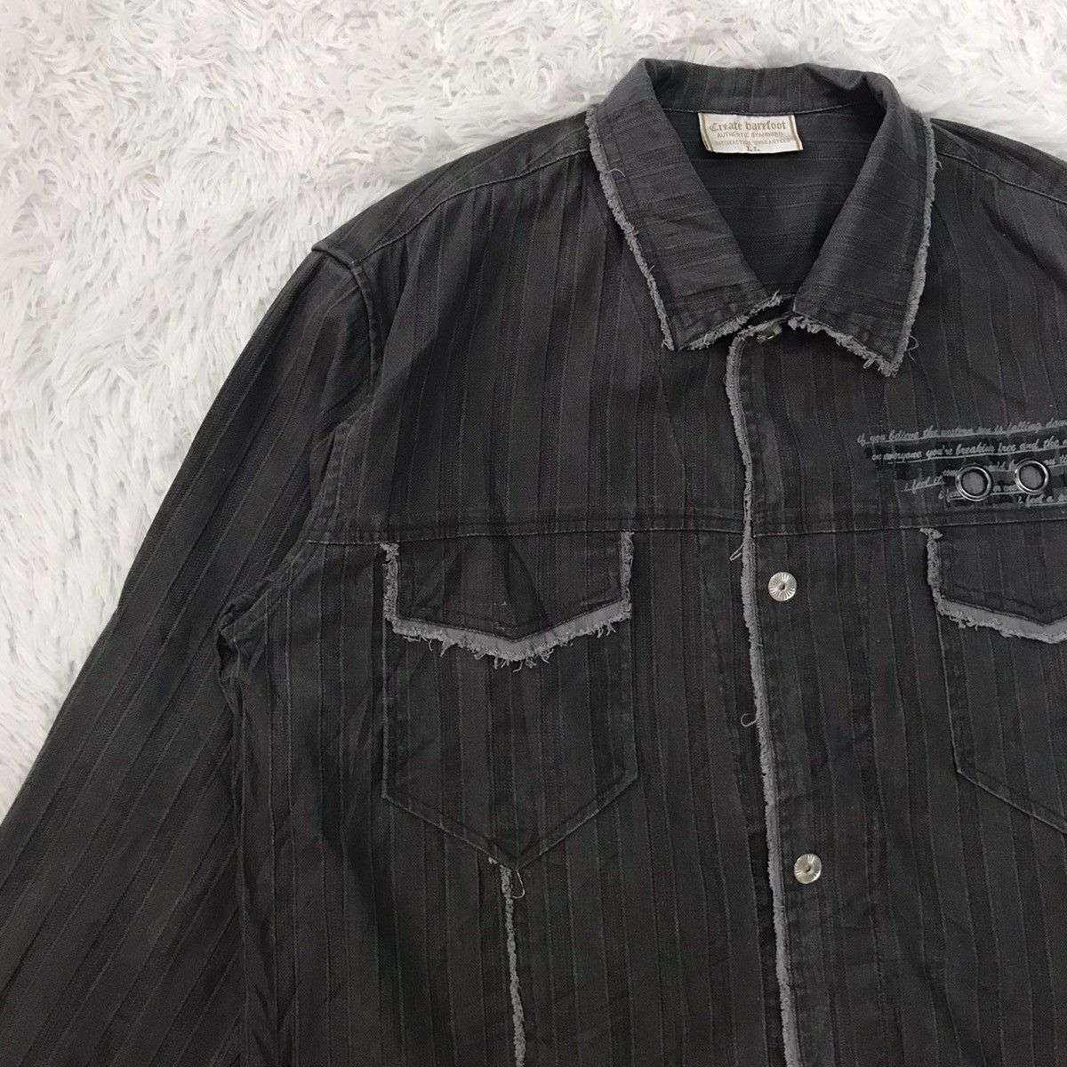Japanese Brand Cutting Distress Create Barefoot Snap Button Jacket Size US L / EU 52-54 / 3 - 6 Thumbnail
