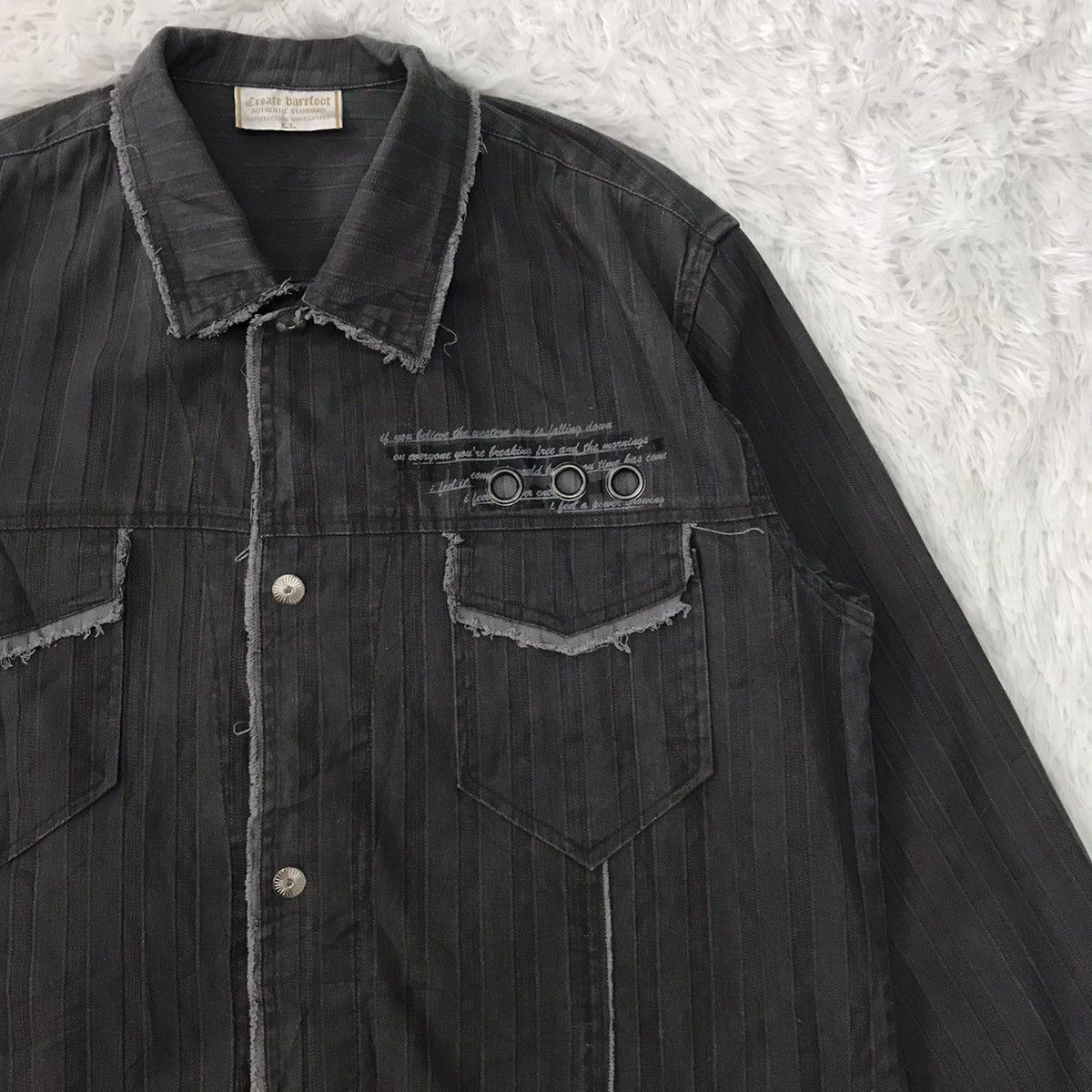 Japanese Brand Cutting Distress Create Barefoot Snap Button Jacket Size US L / EU 52-54 / 3 - 5 Thumbnail