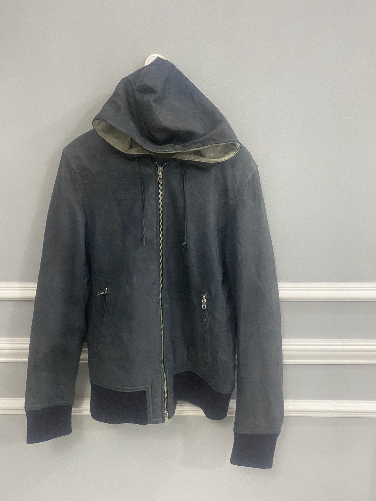 UNITED ARROWS SHEEP SKIN LEATHER JACKET WITH HOOD Leather Jackets