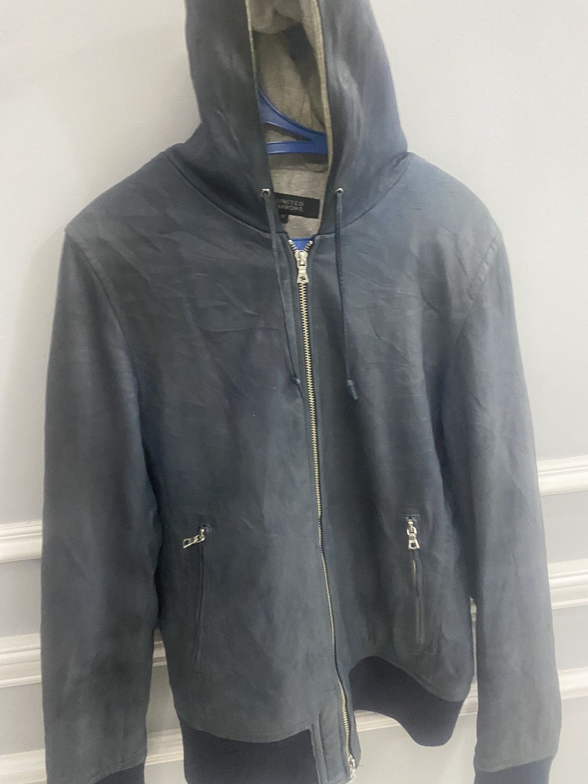 UNITED ARROWS SHEEP SKIN LEATHER JACKET WITH HOOD Leather Jackets