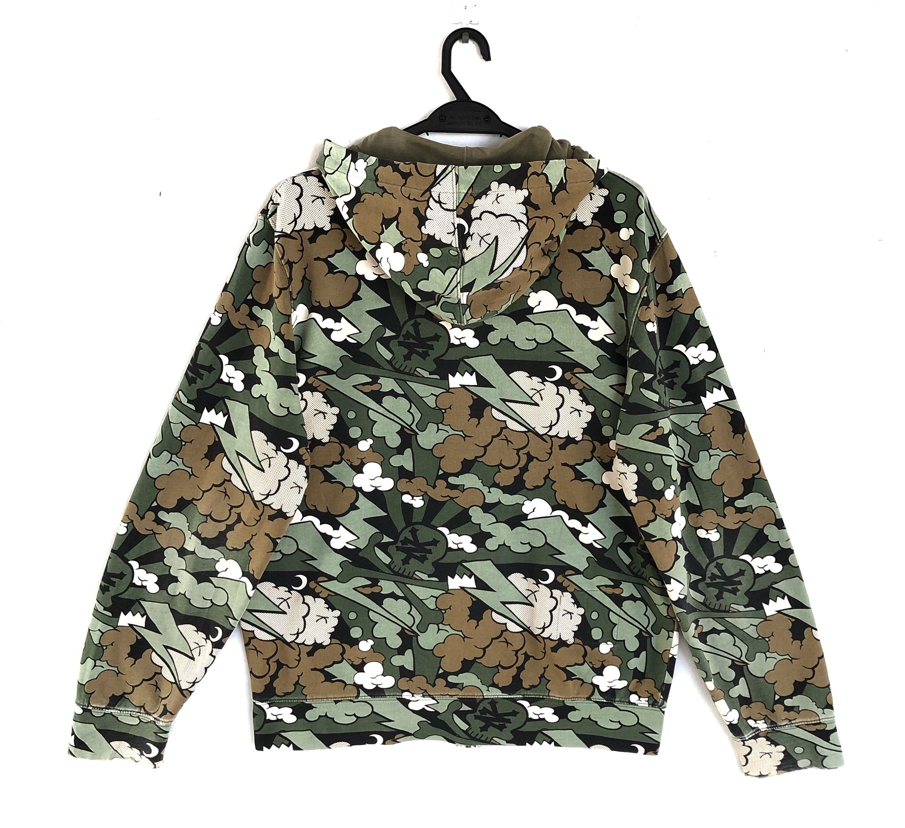 Kaws Zoo York RARE 2007 DISTRESSED KAWS X ZOO YORK CAMO ZIPPER HOODIE Grailed