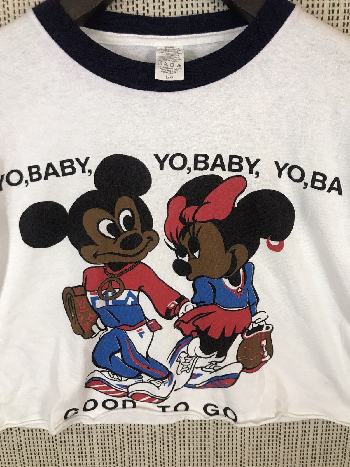 Mickey Mouse ‼️VTG MICKEY AND MININE MOUSE PERODY LUXURY BRAND CROP TOP ‼️ Size M / US 6-8 / IT 42-44 - 3 Thumbnail