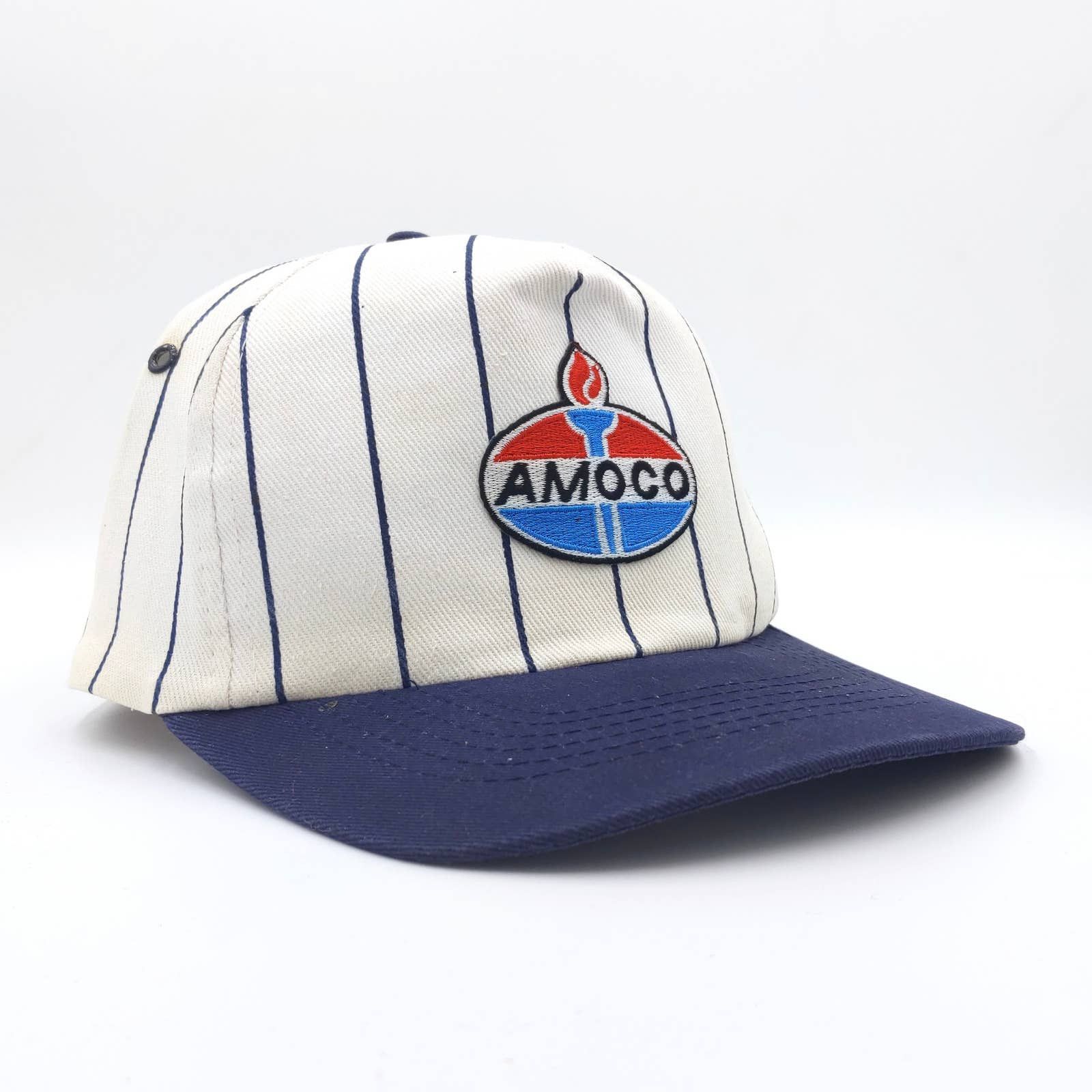 Vintage Vintage Amoco Snapback Trucker Hat Patch Stripes Two-Tone Size ONE SIZE - 1 Thumbnail