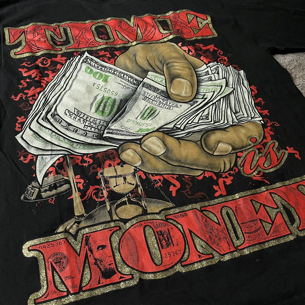 Vintage Vintage Y2K Graphic Tee Sun Faded Money Print Swag Baggy XXL Size US XXL / EU 58 / 5 - 6 Thumbnail