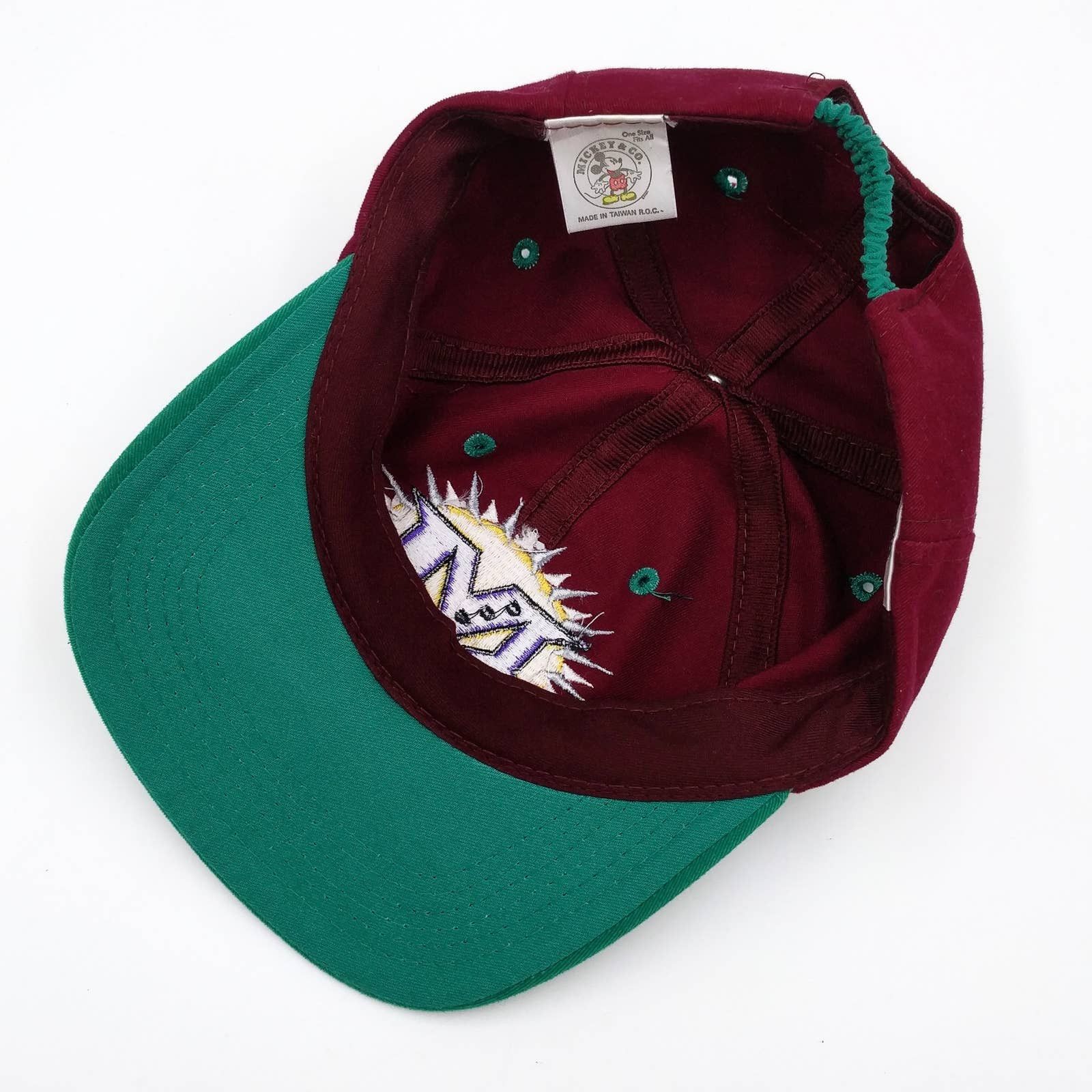 Vintage Vintage Mickey Disney Trucker Hat Two-Tone 90s Burgundy Red Size ONE SIZE - 8 Thumbnail