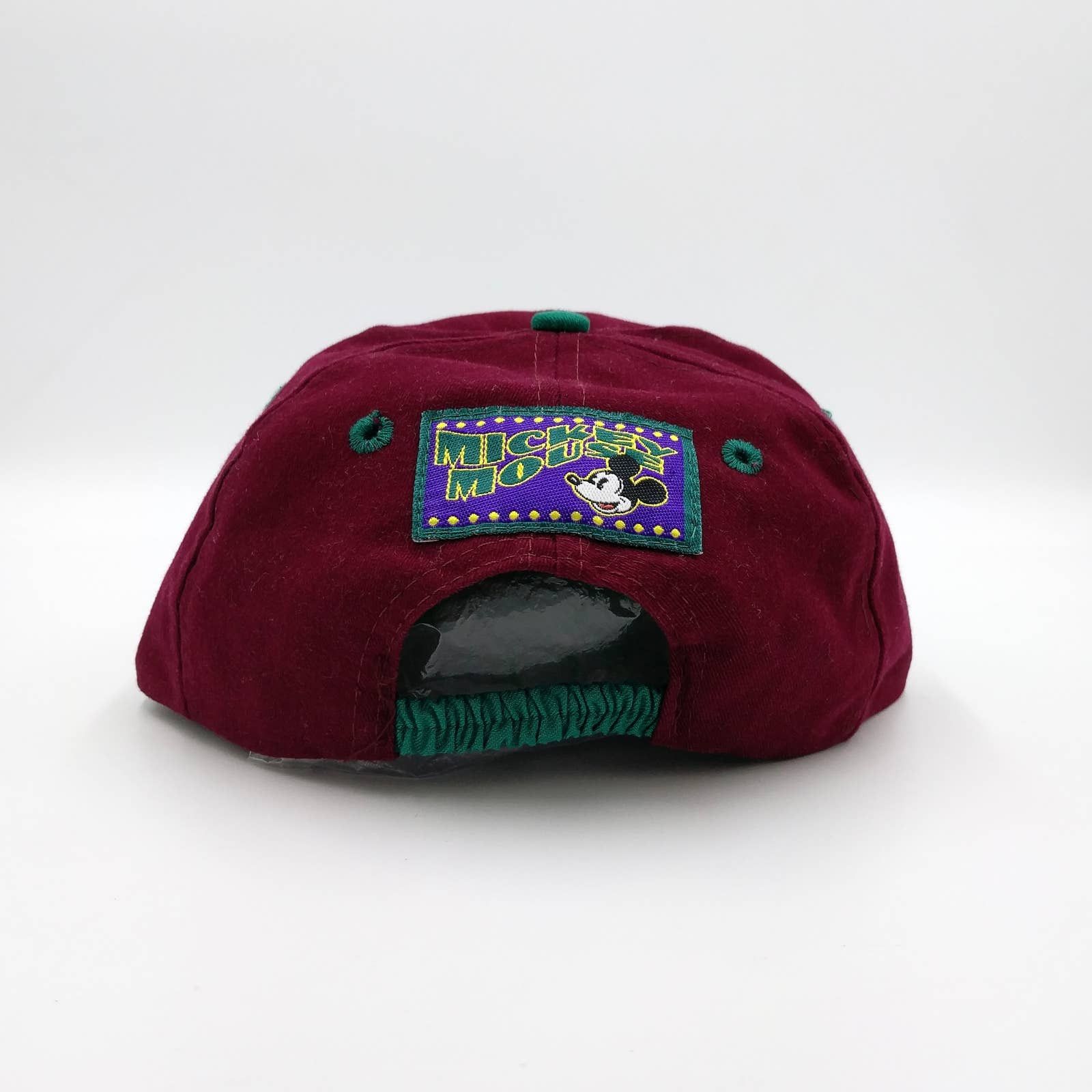 Vintage Vintage Mickey Disney Trucker Hat Two-Tone 90s Burgundy Red Size ONE SIZE - 7 Thumbnail