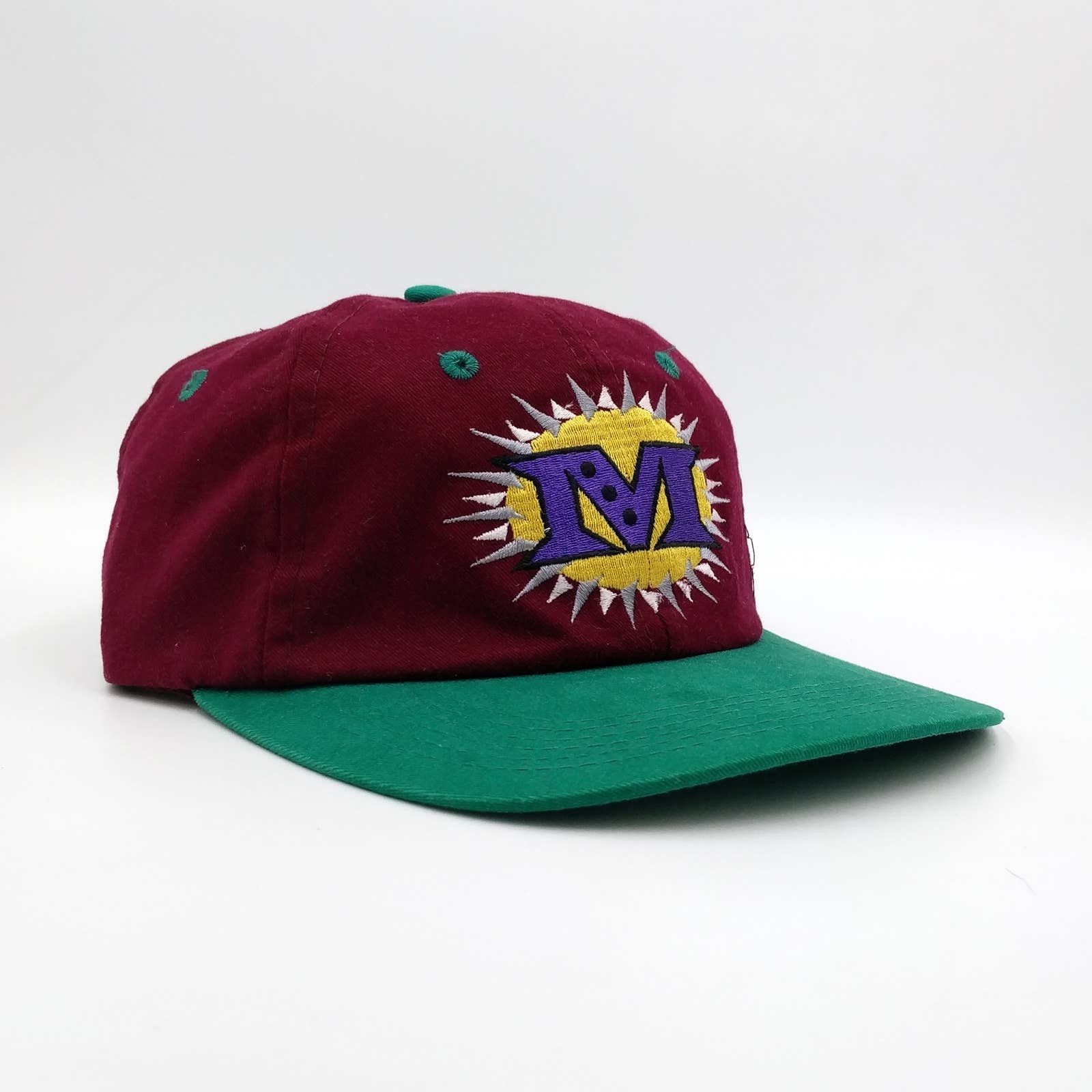 Vintage Vintage Mickey Disney Trucker Hat Two-Tone 90s Burgundy Red Size ONE SIZE - 1 Thumbnail