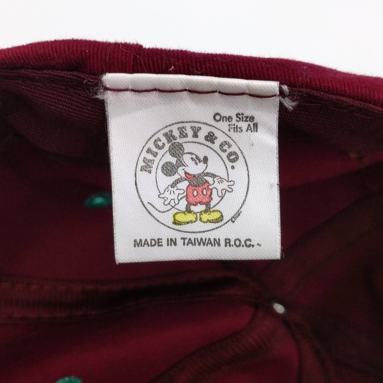 Vintage Vintage Mickey Disney Trucker Hat Two-Tone 90s Burgundy Red Size ONE SIZE - 9 Thumbnail