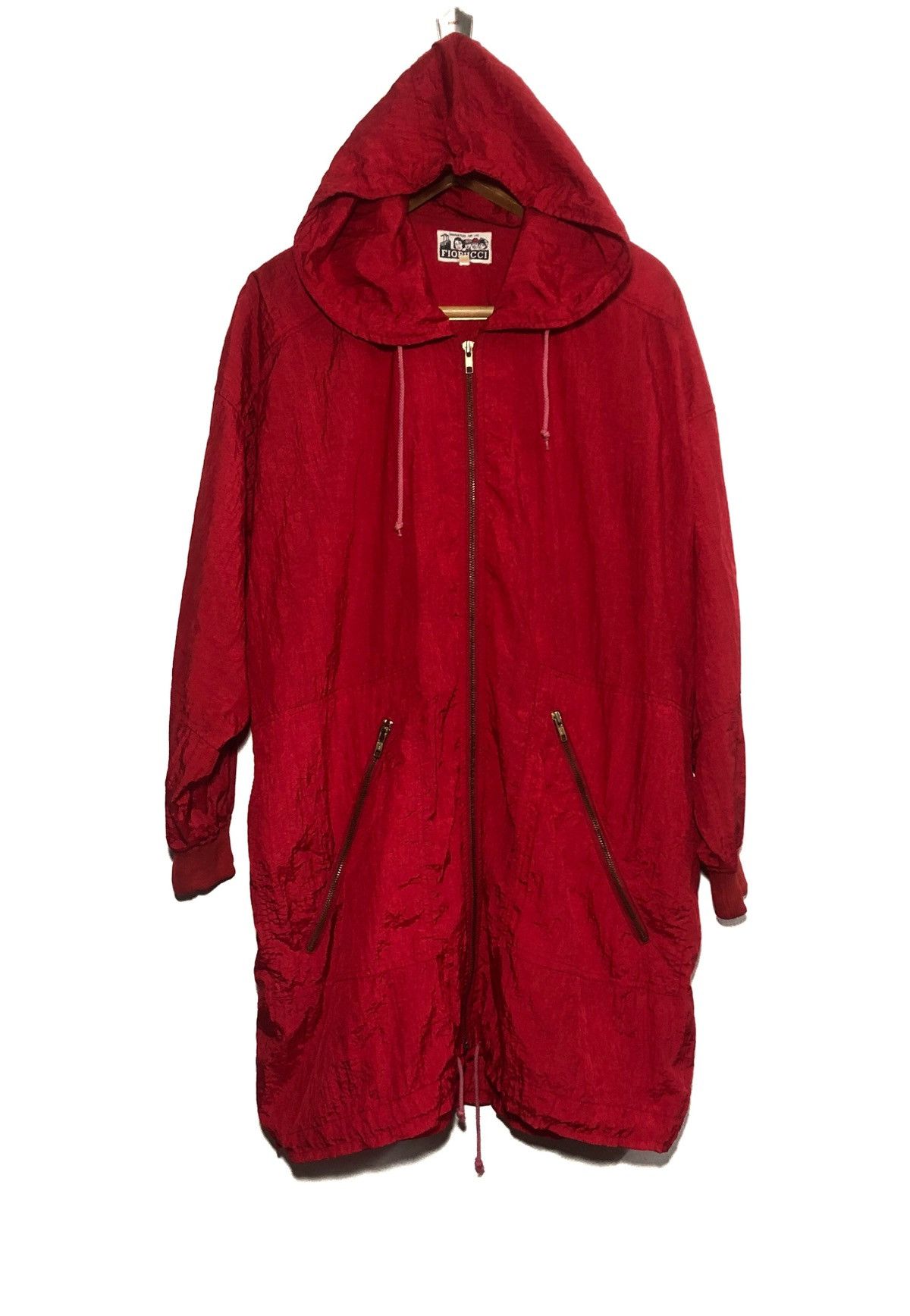 image of Multi Zipper Red Fiorucci Parka Oversize Jacket, Men's (Size XL)