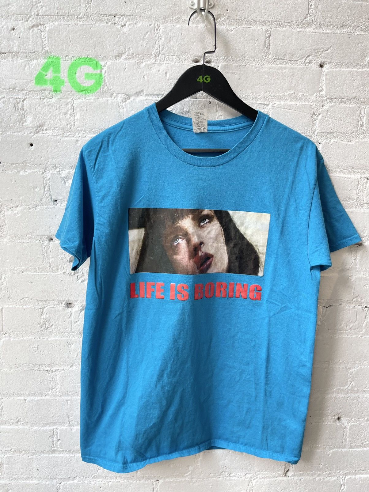 image of Vintage Life Is Boring Drugs Girl Nosebleed Shirt 4Gseller in Blue, Men's (Size Large)