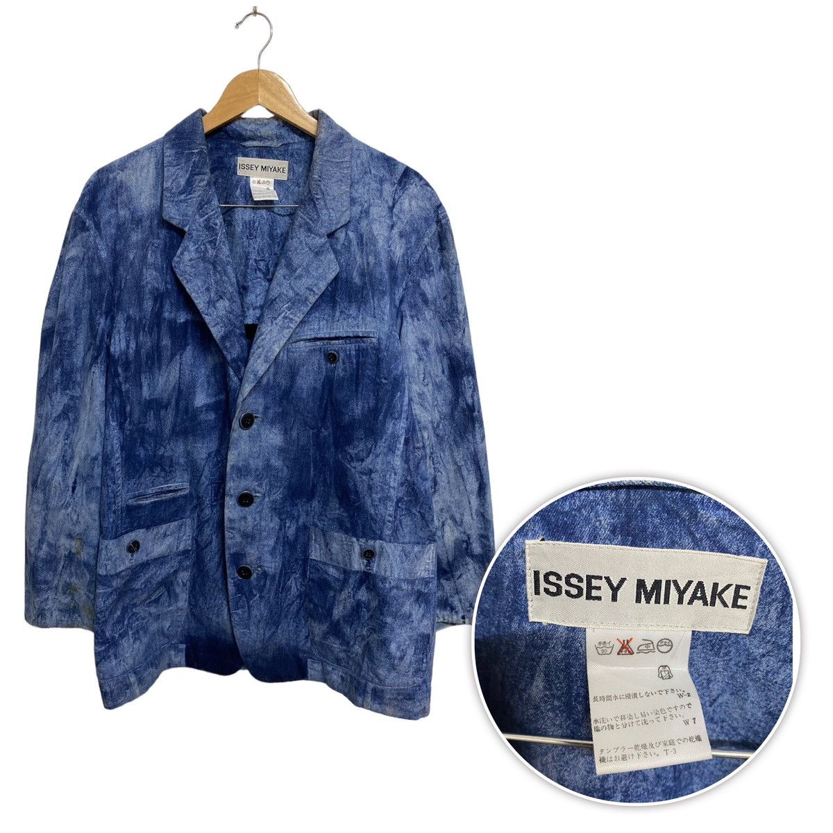 Rare🔥Archive Issey Miyake Dyed Indigo Bleach Jacket