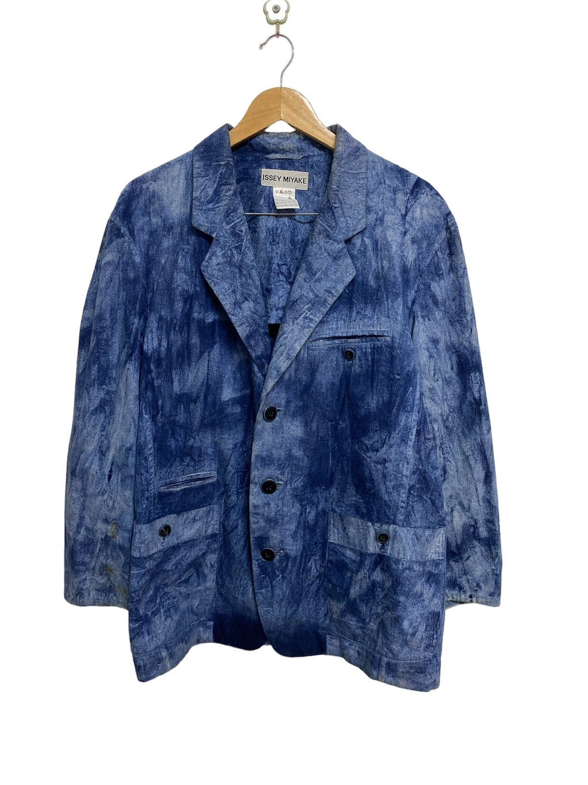 Issey Miyake Rare🔥Archive Issey Miyake Dyed Indigo Bleach Jacket Size US L / EU 52-54 / 3 - 2 Thumbnail