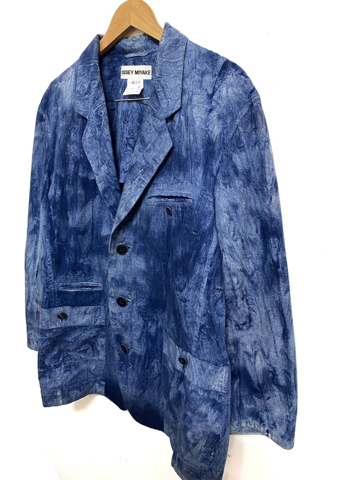 Issey Miyake Rare🔥Archive Issey Miyake Dyed Indigo Bleach Jacket Size US L / EU 52-54 / 3 - 6 Thumbnail
