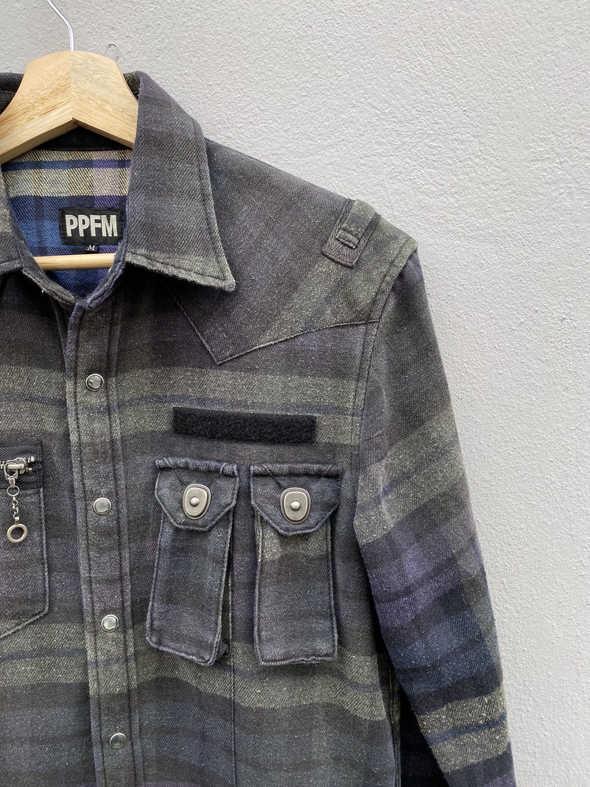 Japanese Brand 💥Vintage RARE 90s PPFM Parachute Checkered Snap Pearl Button Size US M / EU 48-50 / 2 - 3 Thumbnail