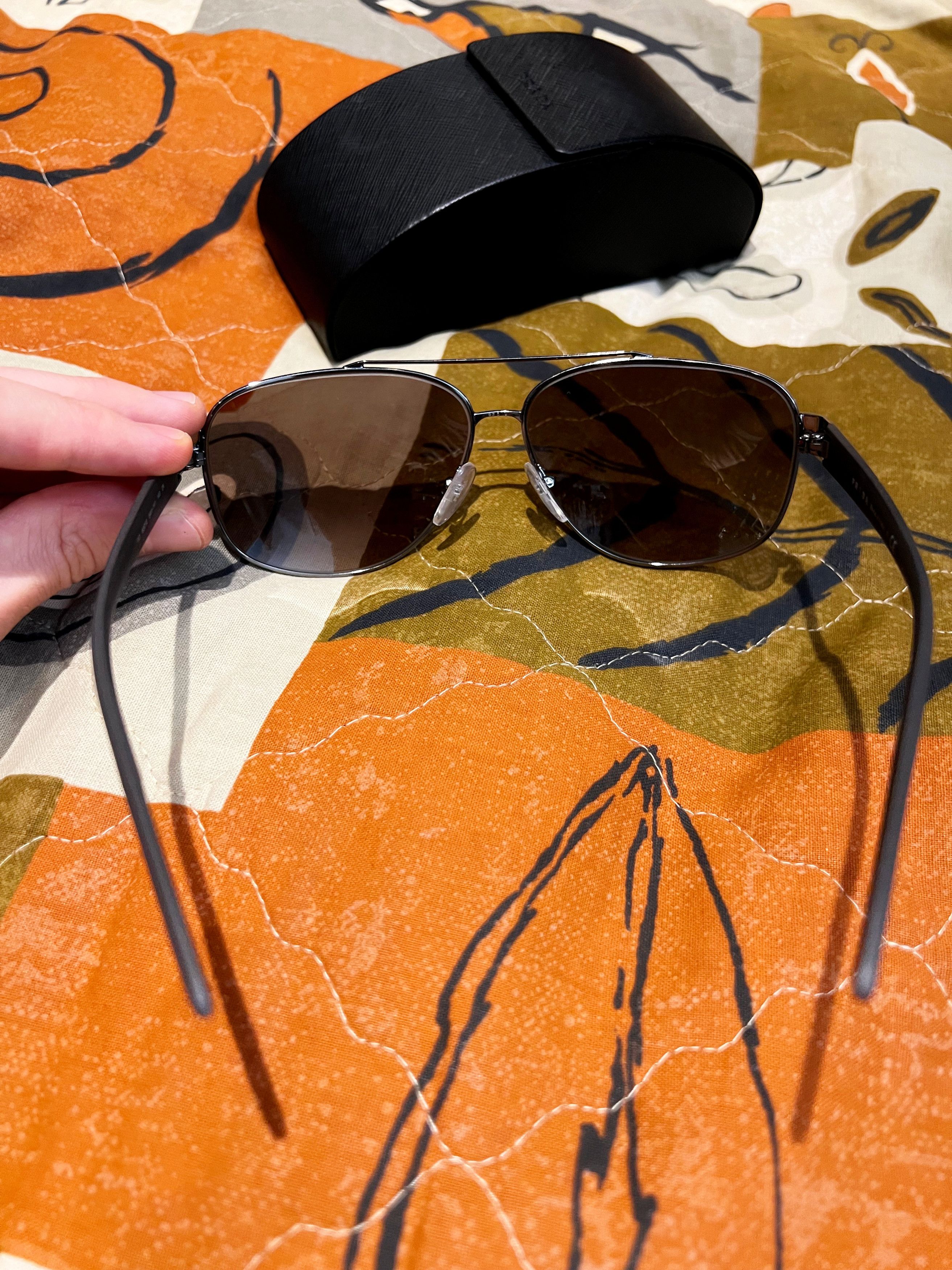 Prada Prada Men Sunglasses Glasses Aviator Grey Black Size ONE SIZE - 5 Thumbnail