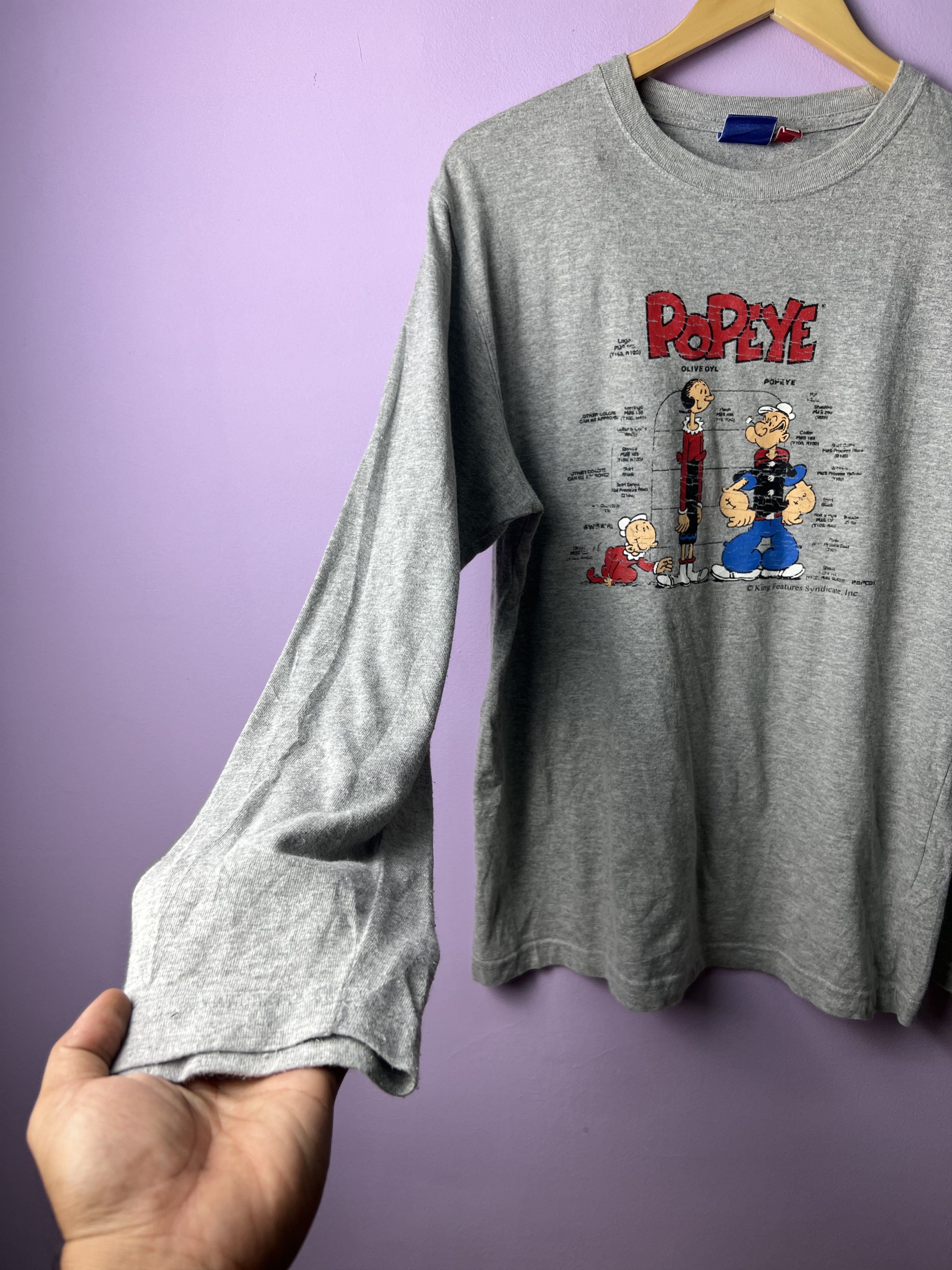 Cartoon Network 🔥Vintage Popeye Long Sleeve Tees Size US M / EU 48-50 / 2 - 5 Thumbnail