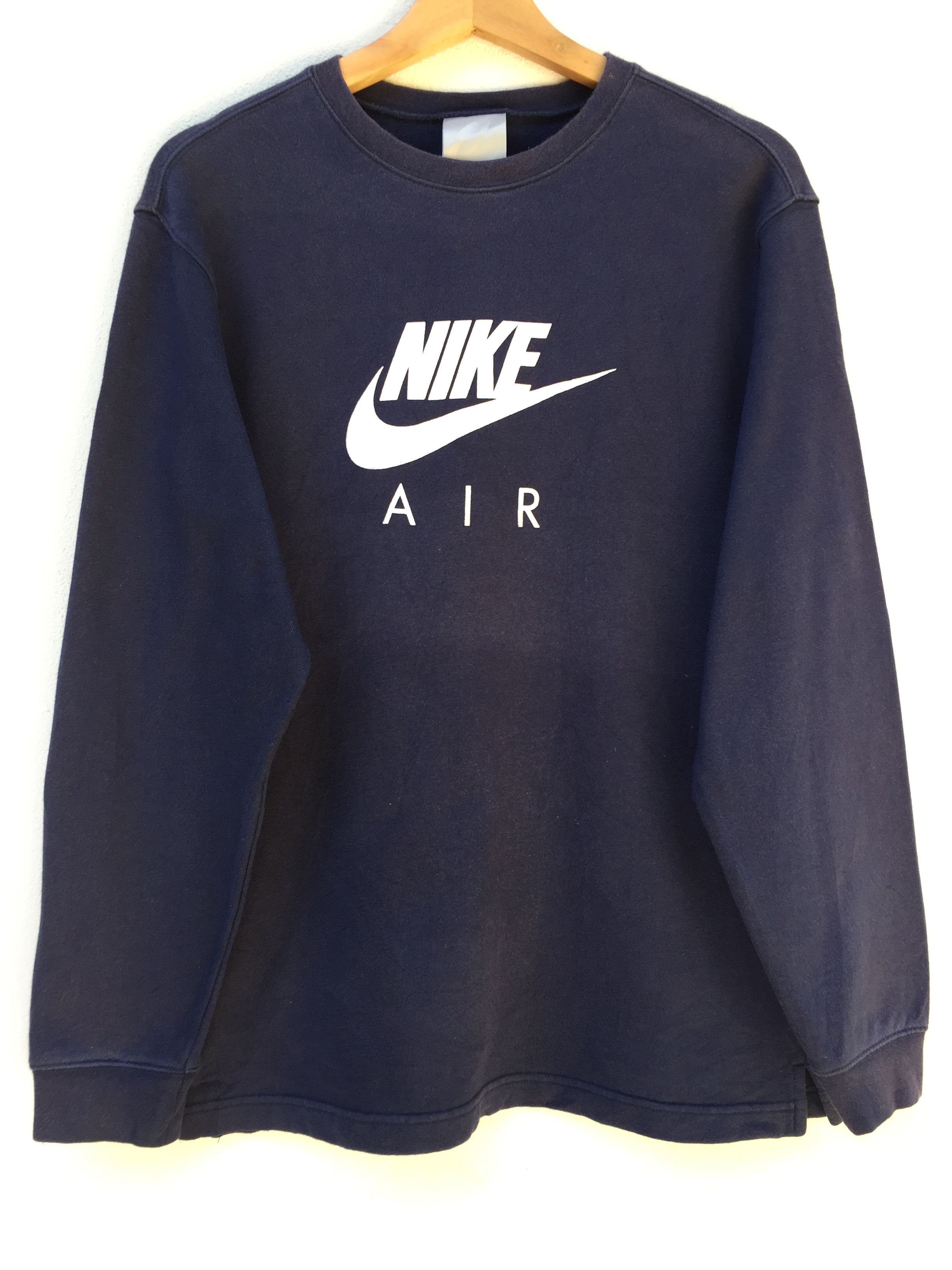 image of 90's Nike Air Sweatshirt Big Logo Nike Air Crew Neck in Blue, Men's (Size Large)