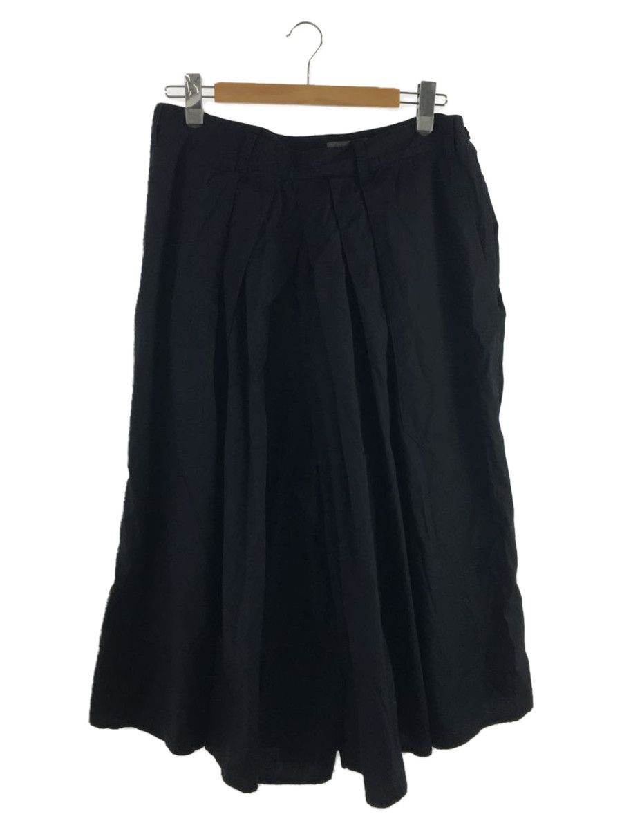 Cropped Pants Black Wide Cotton Plain