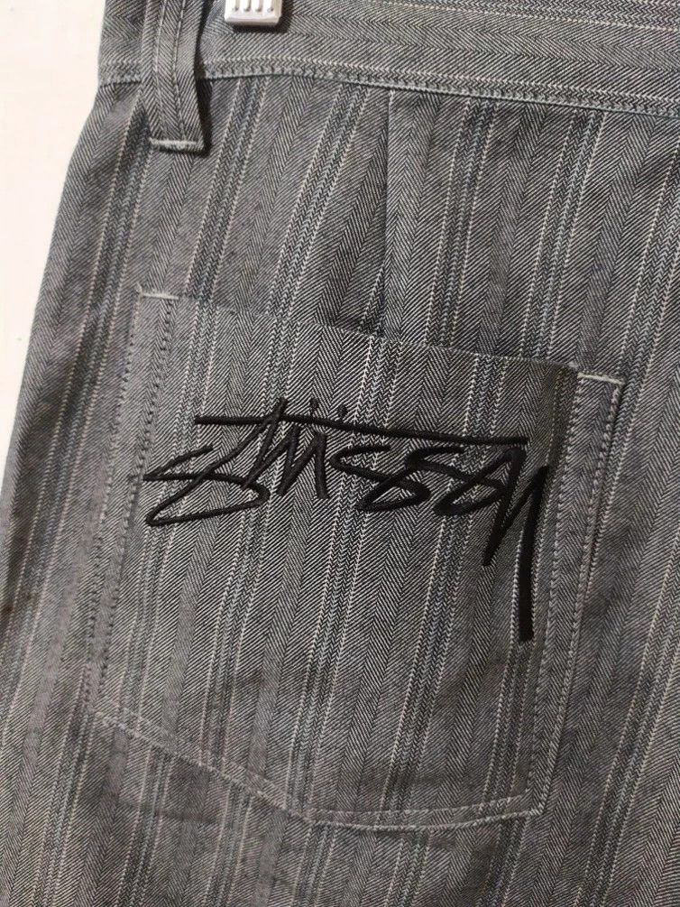 Stussy × Vintage Stussy Short Pants Big Embroidery Logo pin stripe Size US 30 / EU 46 - 2 Thumbnail