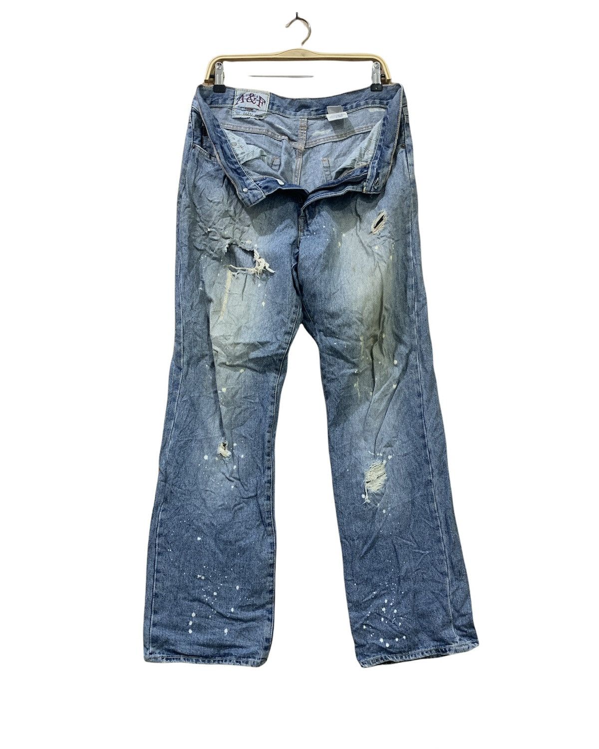 Abercrombie & Fitch AMBERCROMBIE&FITCH 80s Paint Splatter Disstress Denim Jeans Size US 34 / EU 50 - 3 Thumbnail