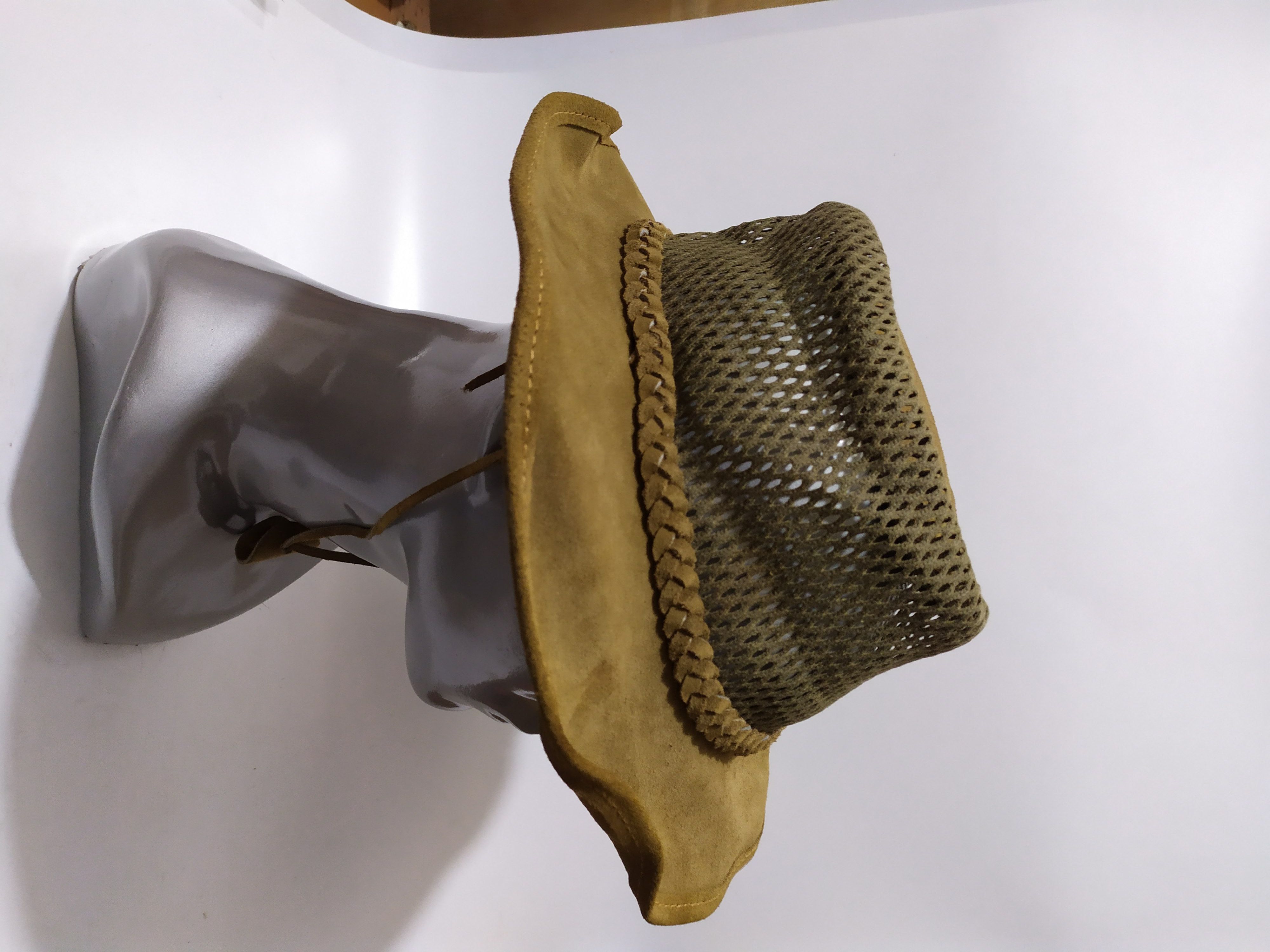image of Leather Vintage Stevenson Hamilton Real Suede Cowboy Bucket Hats in Brown Suede, Men's