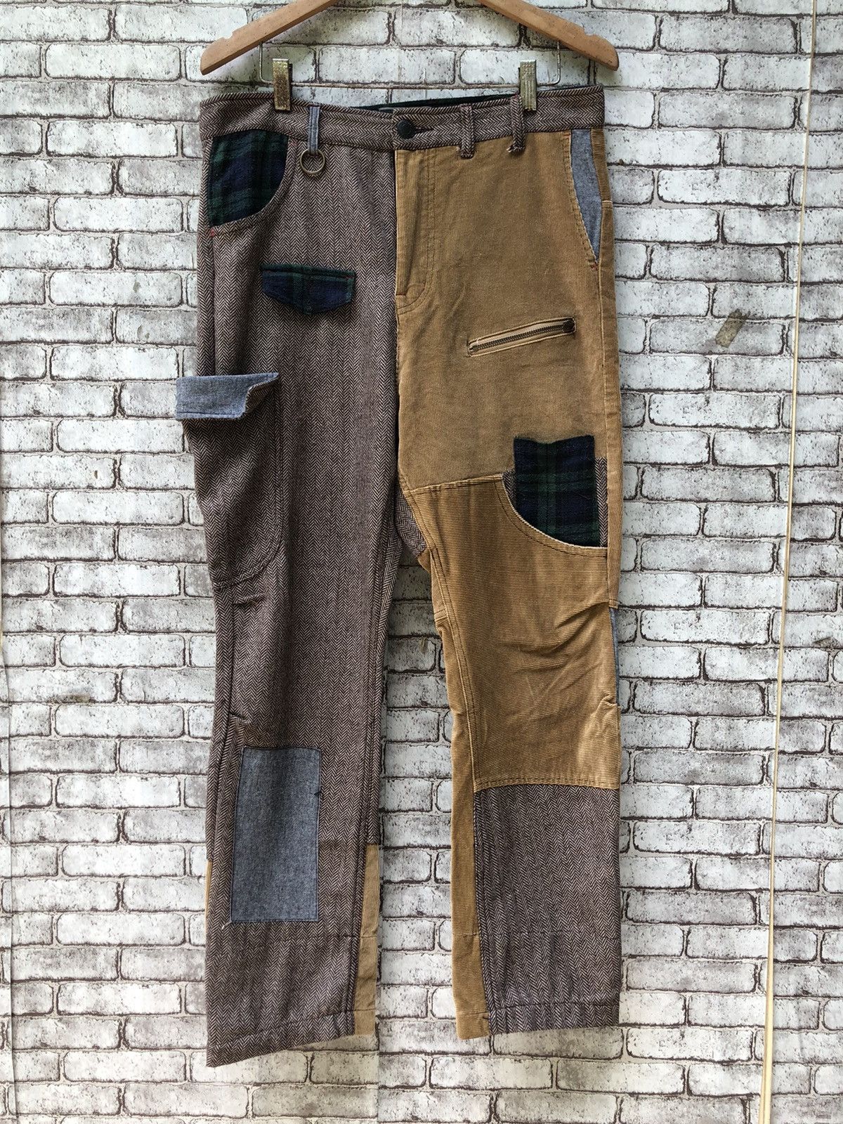 Japanese Brand Herringbone Patchwork pants