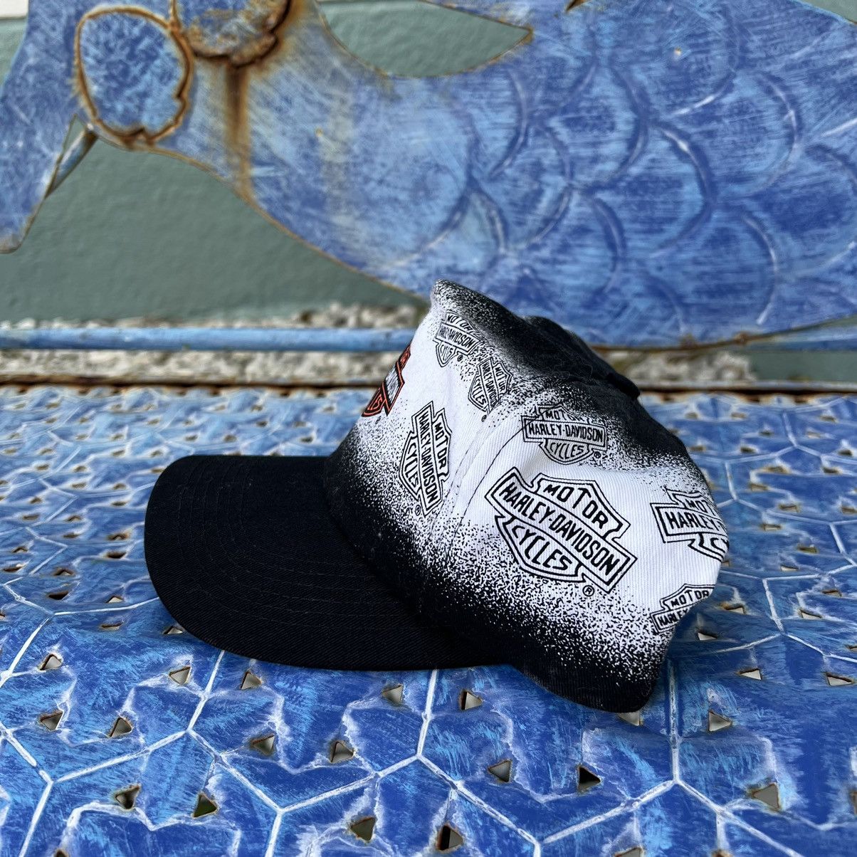 Harley Davidson × Vintage Vintage Rare Harley Davidson Oil Splatter w/ Logo Hat Size ONE SIZE - 3 Thumbnail