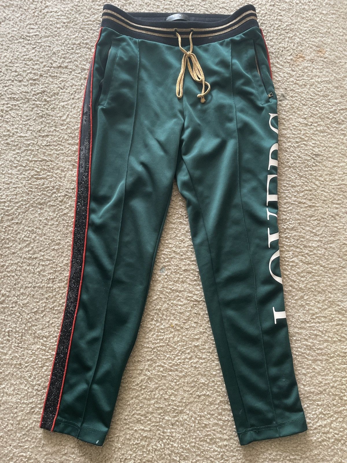 image of Amiri Lovers Track Pants in Green, Men's (Size 32)