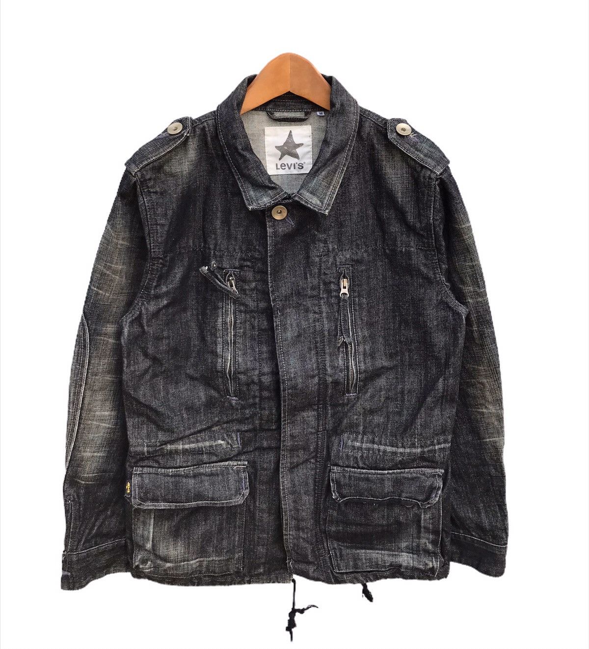Levi's Vintage Levi’s one star light black military denim jacket Size US M / EU 48-50 / 2 - 2 Thumbnail