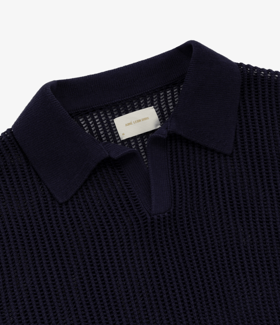 Aime Leon Dore Aime Leon Dore Mesh Knit Polo - Navy Size US XS / EU 42 / 0 - 2 Thumbnail