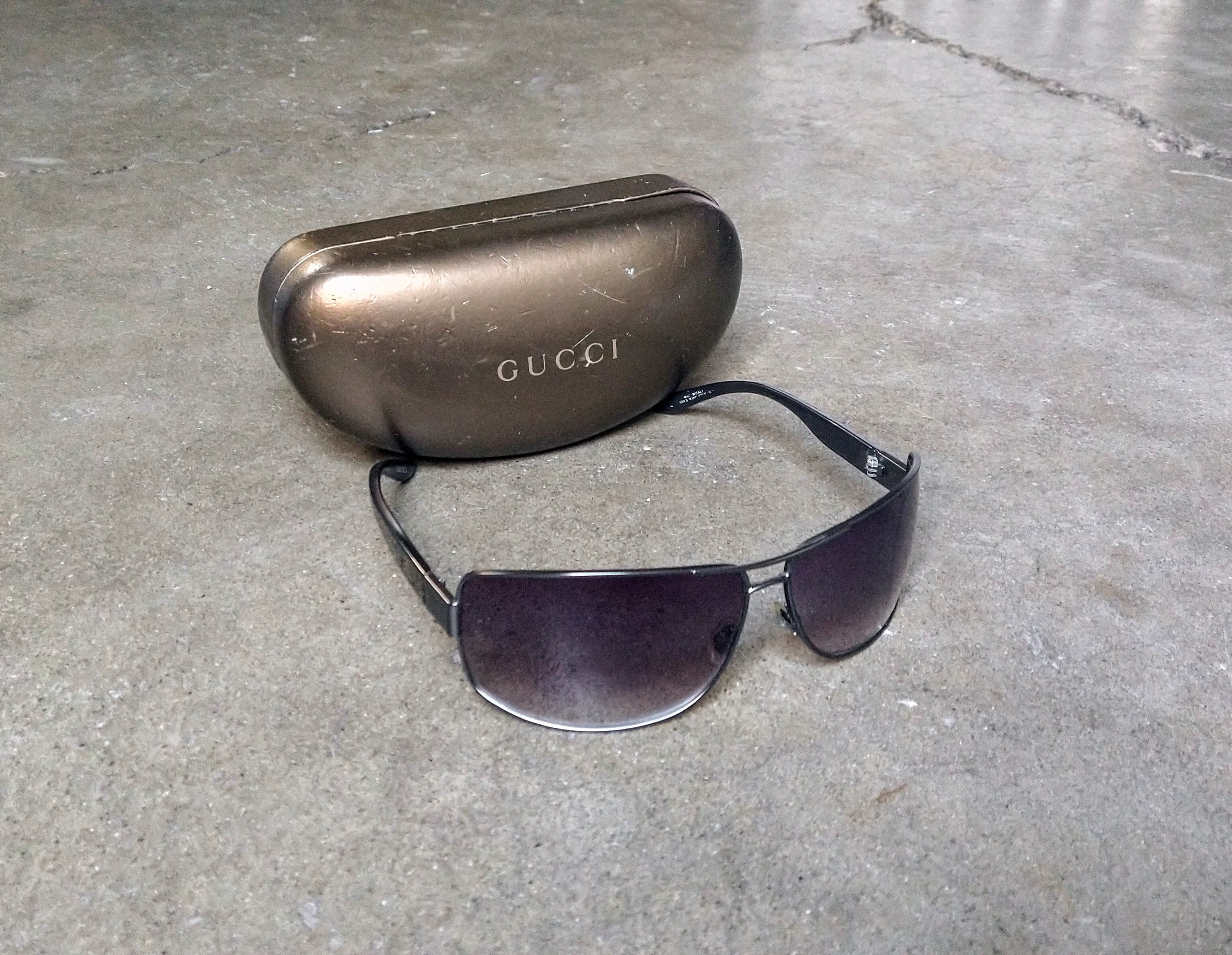 image of Gucci Sunglasses Gg1894/s Gray Gunmetal Gradient Rectangle in Grey, Men's