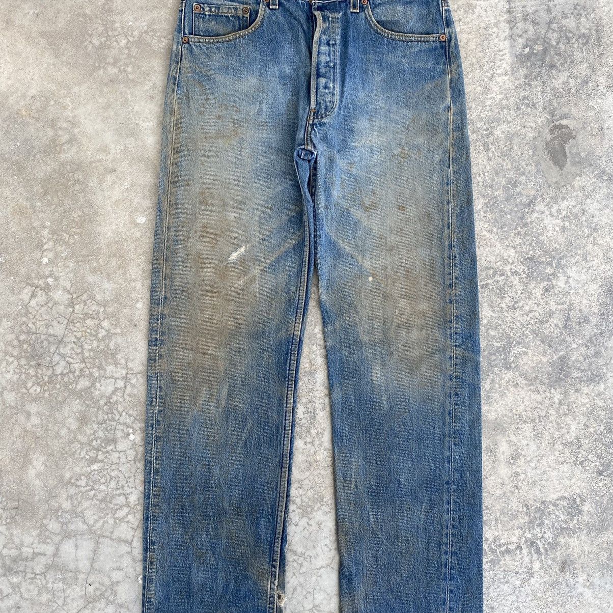 Levi's Vintage 90’s Levis 501 Mud Washed Ripped Denim Jeans Size US 32 / EU 48 - 2 Thumbnail