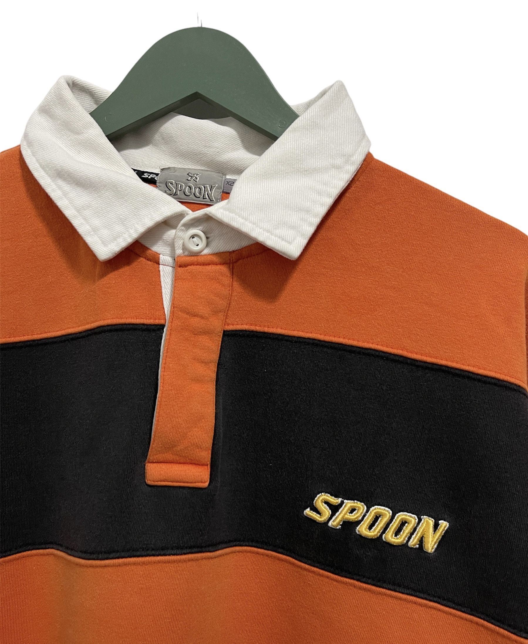 Spoon × Vintage Vintage Spoon Numbering Mini Logo Half Button Striped Polos Size US XL / EU 56 / 4 - 2 Thumbnail