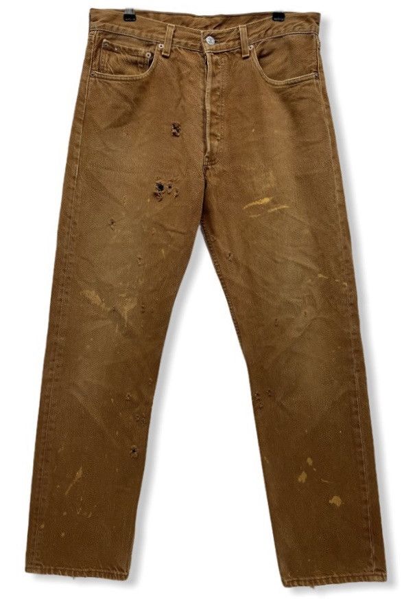 Levi's Vintage Clothing 🔥DOPE Vintage 90’s💥LEVI’S 501 USA Brown Distressed Denim Size US 31 - 1 Thumbnail